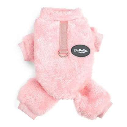 Pink small dog fleece sweater for small dogs, winter pet clothes with plush fleece, Chihuahua and Yorkie doggie pajama style
