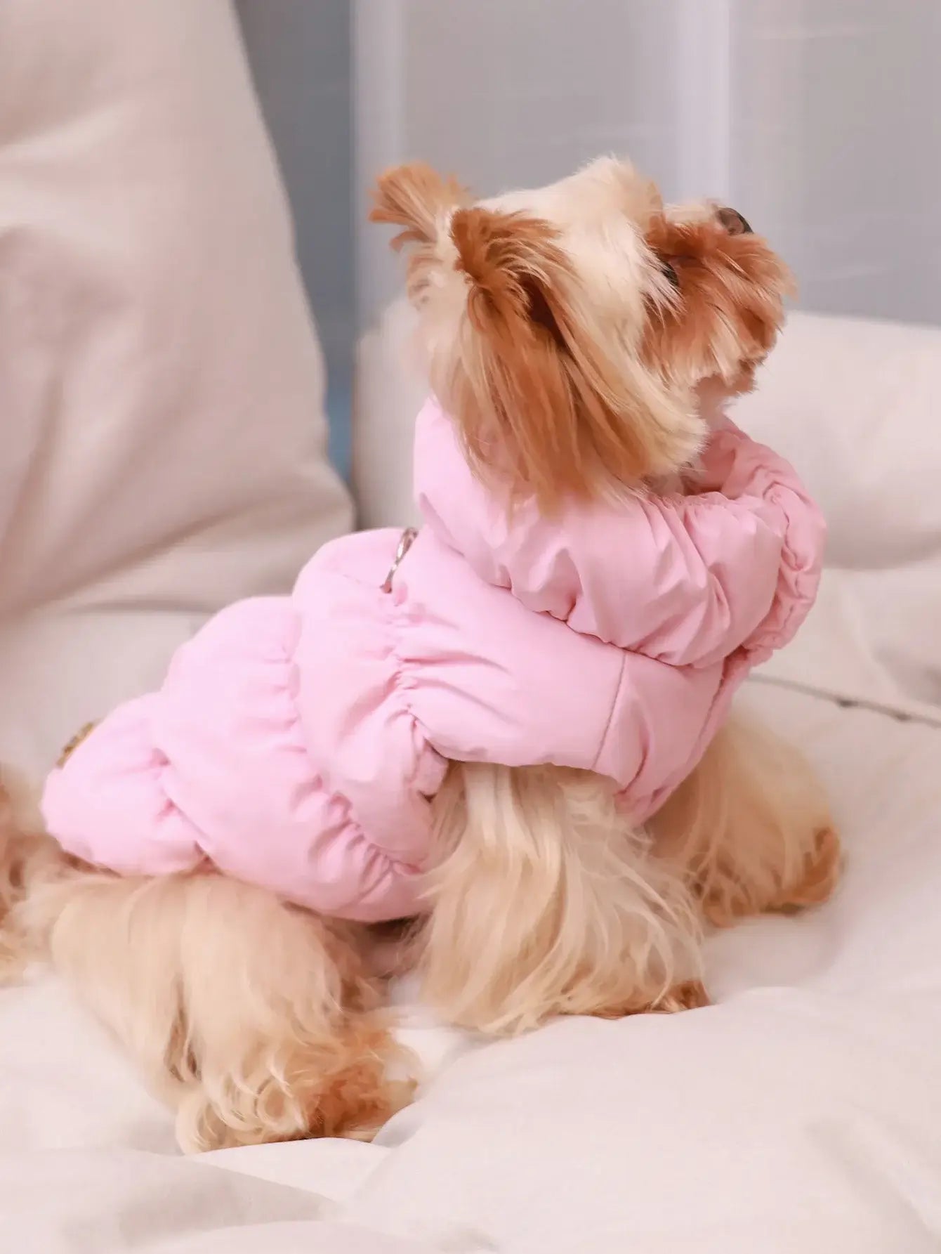 Pink dog winter coat for small to medium dogs, 3-layer thick warm polyester pet jacket for autumn and winter