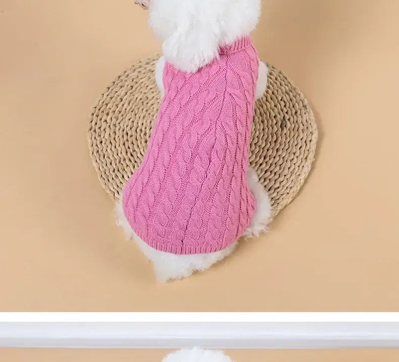 Pink small dog winter sweater for small dogs, warm knitted turtleneck pet vest for Chihuahua, Yorkie, and Teddy breeds