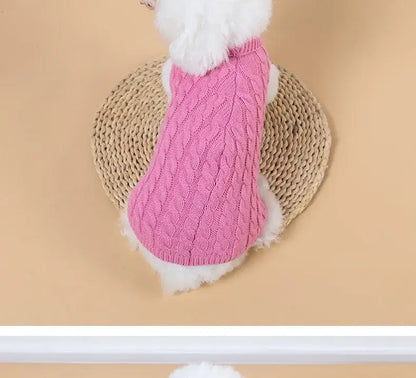 Pink small dog winter sweater for small dogs, warm knitted turtleneck pet vest for Chihuahua, Yorkie, and Teddy breeds