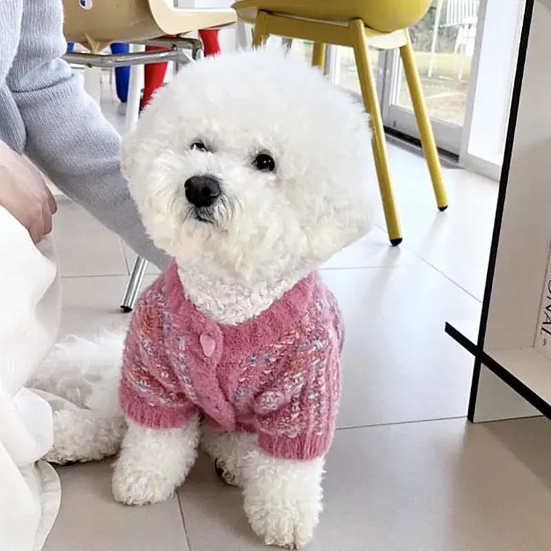 Pet Dog Sweaters for Small Dogs Winter Warm Dog Clothes Fashion Puppy Cardigan Sweater Cute Solid Cat Knitted Coat Pet Costumes
