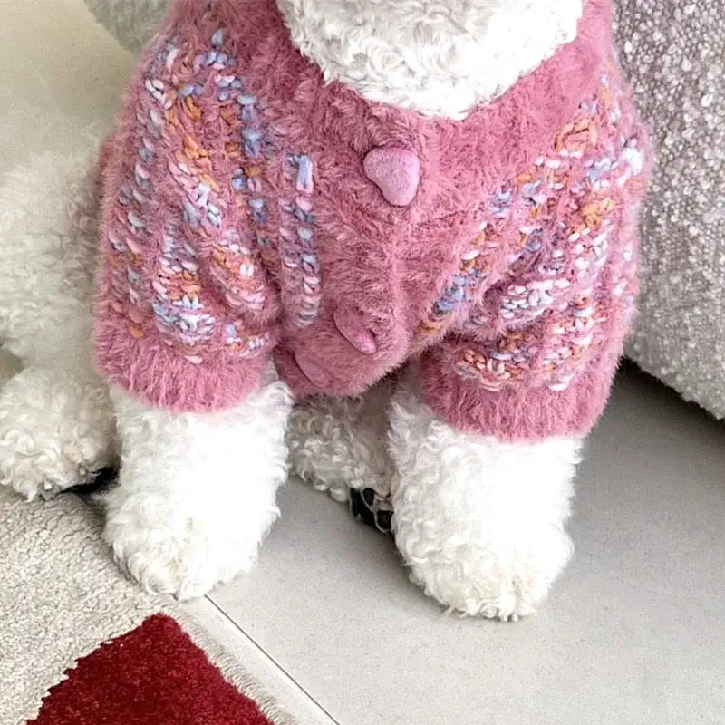 Pet Dog Sweaters for Small Dogs Winter Warm Dog Clothes Fashion Puppy Cardigan Sweater Cute Solid Cat Knitted Coat Pet Costumes