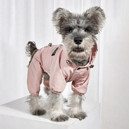 Pink waterproof dog raincoat for small and medium dogs, hooded puppy jumpsuit jacket for Chihuahua and Yorkshire