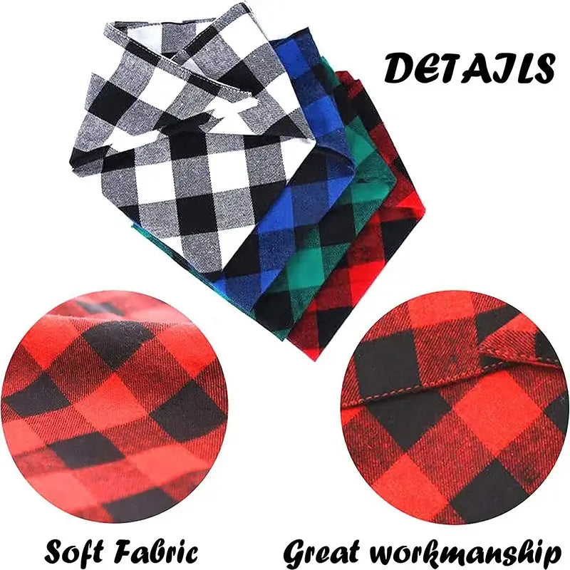 plaid cotton dog bandana soft fabric washable triangular scarf for dogs and cats, great workmanship