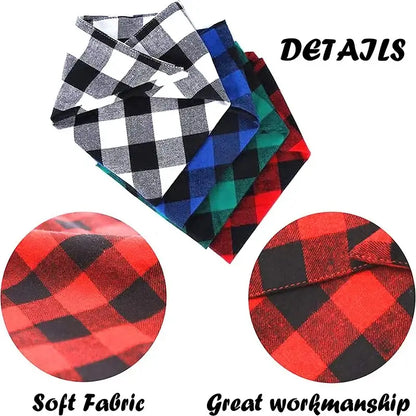 plaid cotton dog bandana soft fabric washable triangular scarf for dogs and cats, great workmanship