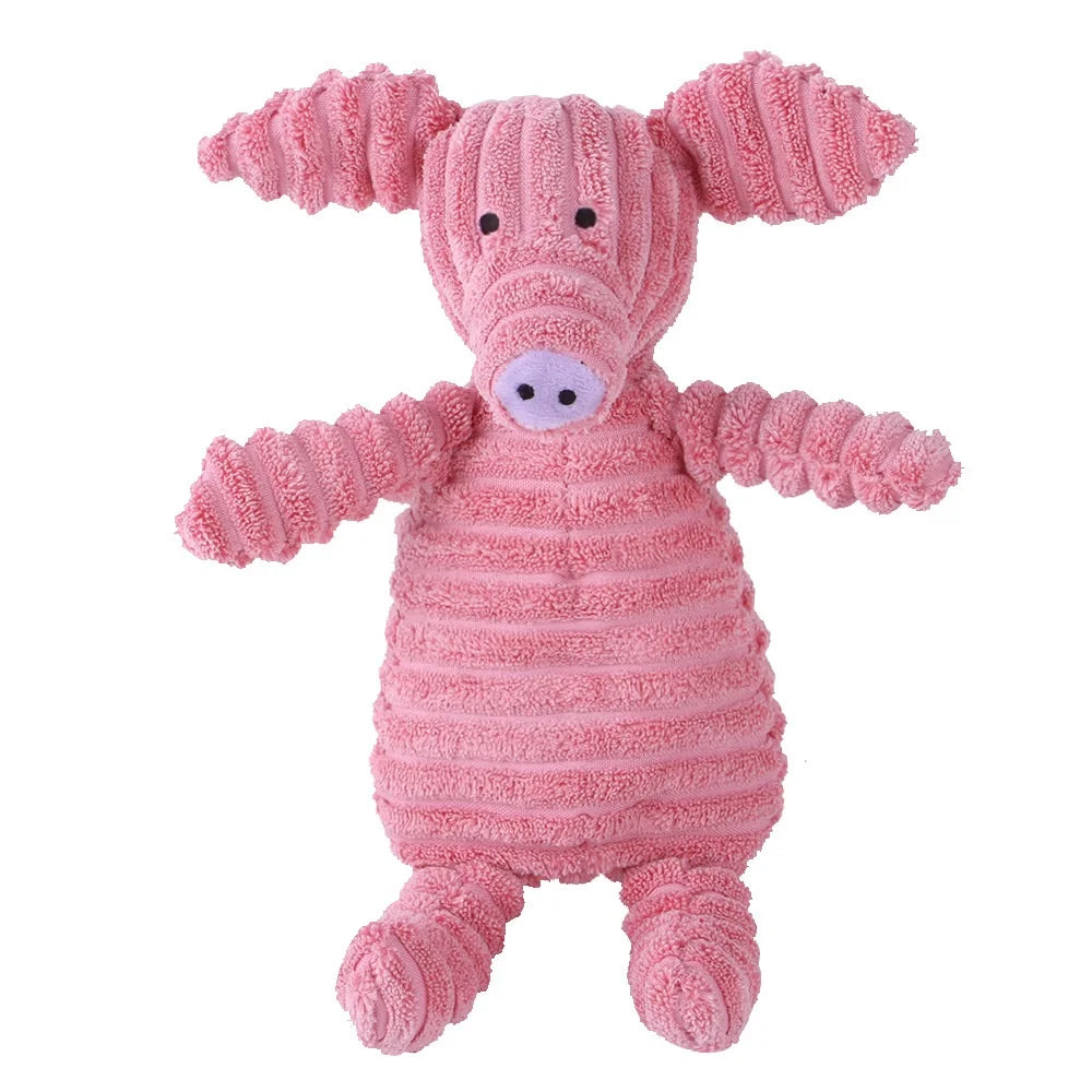 Plush Dog Toys for Puppy Pets Bite Resistant Squeaky Toys Corduroy Dog Companionship Toy Animals Shape Training