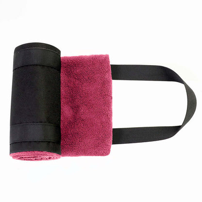 Portable dog sling for back legs in rose red, designed for hip support and canine rehabilitation.