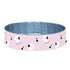 Portable dog swimming pool tub in pink with paw print design, ideal for indoor and outdoor bathing.