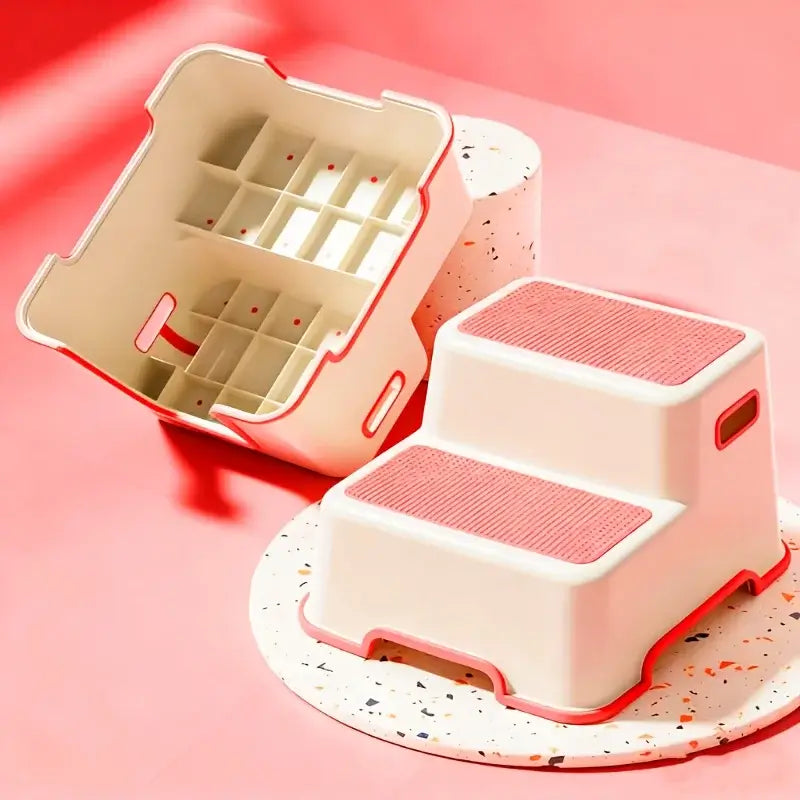 Portable dog stairs for small breeds, featuring a two-step design and a non-slip surface for safe pet access.