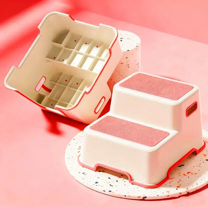 Portable dog stairs for small breeds, featuring a two-step design and a non-slip surface for safe pet access.