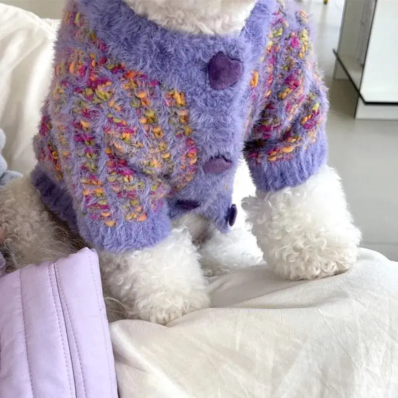 Pet Dog Sweaters for Small Dogs Winter Warm Dog Clothes Fashion Puppy Cardigan Sweater Cute Solid Cat Knitted Coat Pet Costumes
