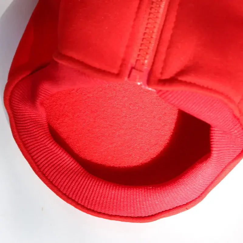 Red baseball dog jacket for small dogs, warm winter pet coat sweatshirt for French Bulldog, Chihuahua, and Pug