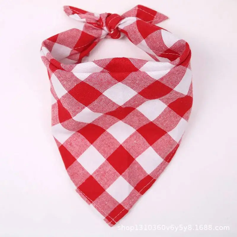 red black plaid dog bandana soft cloth triangular pet neckerchief scarf saliva towel