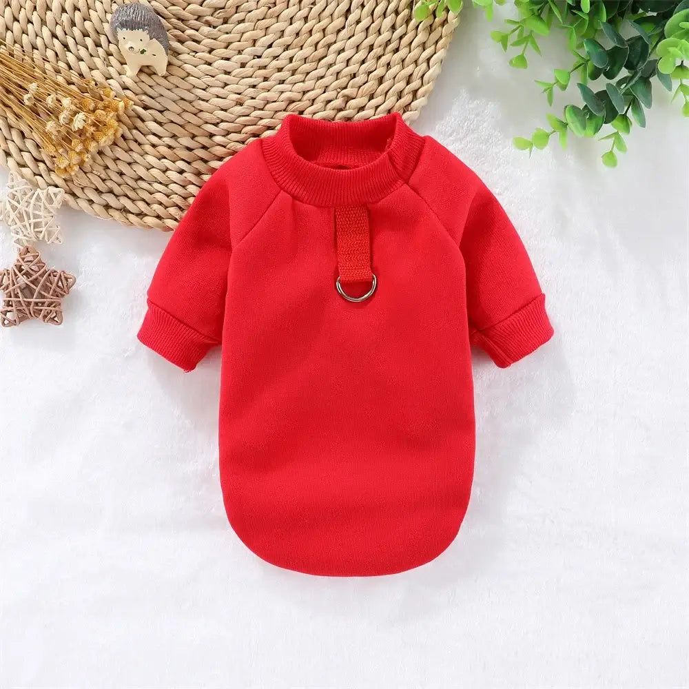 Red dog winter hoodie sweater for small dogs, solid pullover pet sweatshirt for winter, XL, dog winter hoodie