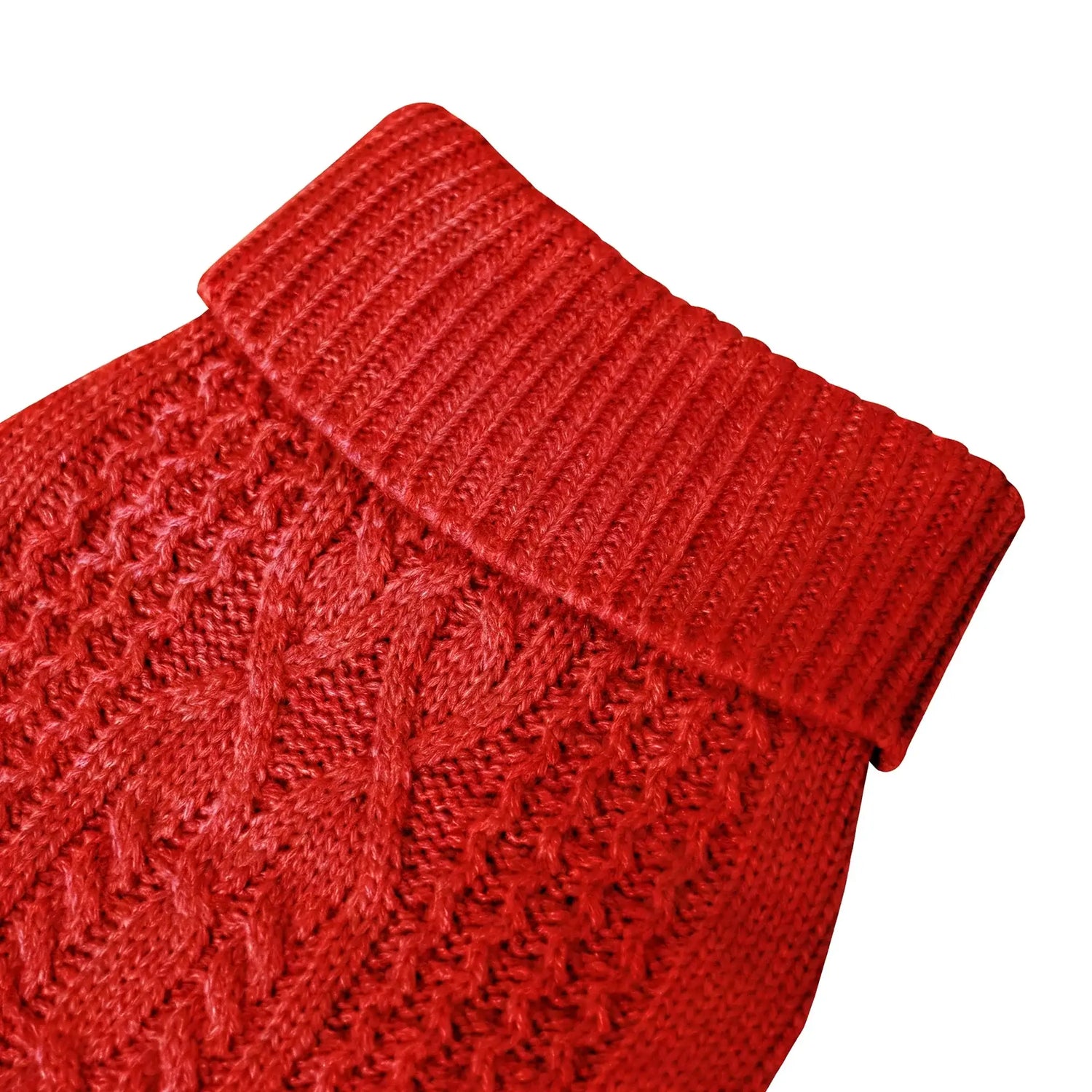 Red dog winter sweater, soft knitted pet clothing for warmth and comfort in autumn and winter outdoor wear.
