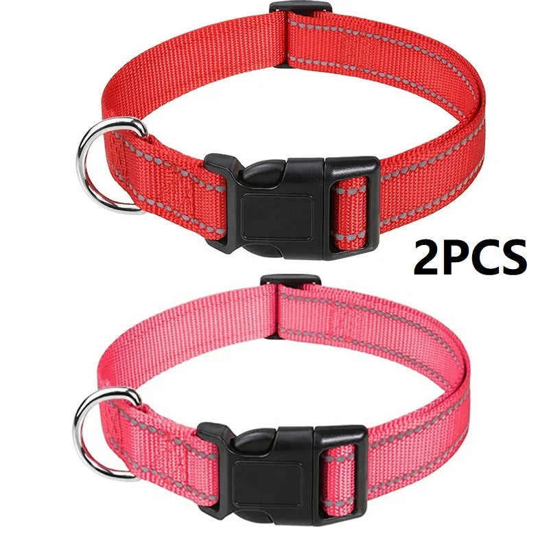 Choker Small Dog Collar Puppy Neck Collars for Dogs Big Decorative Dog Collar GXQ07 - set of 2 collars in red and pink