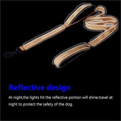 Dog Leashes Outdoor Travel Dog Training Chain Heavy Duty Double Handle Lead for Greater Control Safety Training Dual Handle with reflective design.