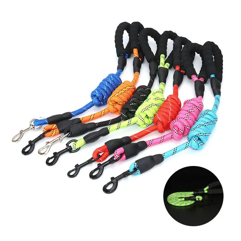 Reflective Dog Leash With Comfortable Padded Handle - Double Heavy Duty Traction Rope For Strong Dogs - Enhance Safety And Contr.