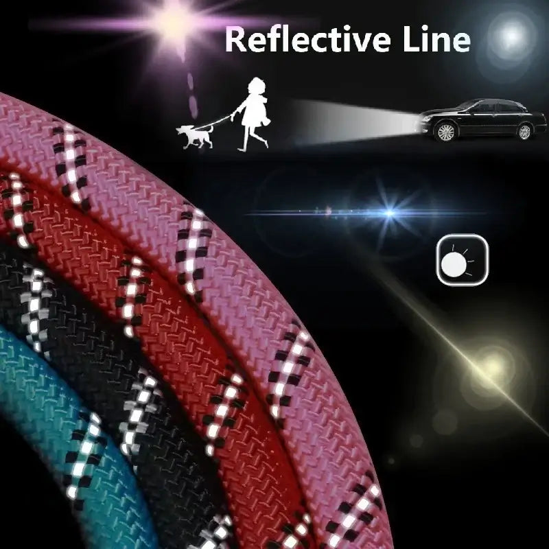 Reflective line of 120/150/200/300CM Strong Leashes for Dogs Soft Handle Dog Leash Reinforced Leash for Small Medium Large Dogs Big Dog Supplies.