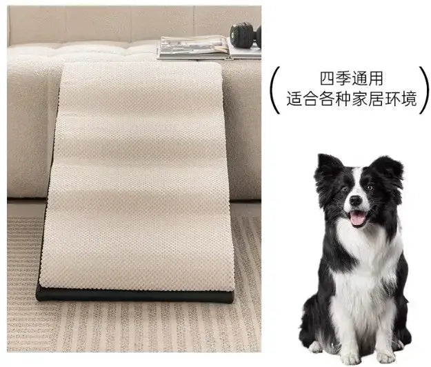 Washable pet stairs for dogs and cats, featuring a removable and washable design in a soft beige color.