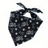 reversible dog bandana black M polyester triangular dog scarf with bone and paw pattern for small dogs