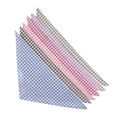 Reversible dog bandana with colorful gingham triangle scarves for puppies and cats, durable cotton linen pet bib