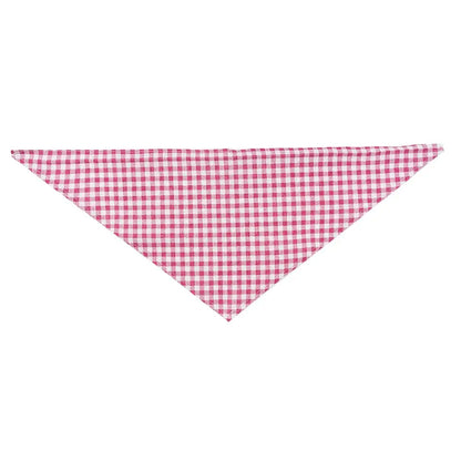 Reversible dog bandana pink gingham triangle scarf for puppies and small dogs