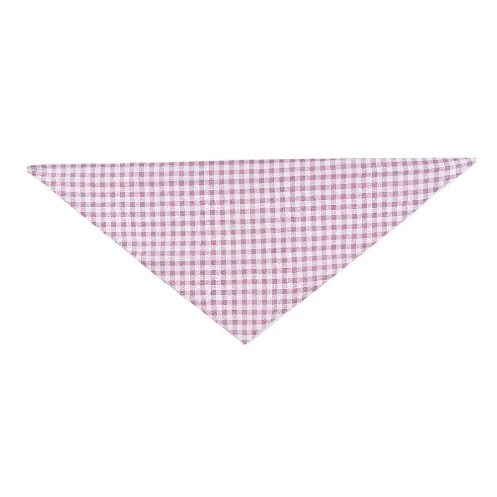 reversible dog bandana pink checkered triangle scarf for puppies and cats