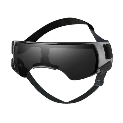 black small breed dog goggles with UV-blocking PC lenses and adjustable straps for outdoor eye protection