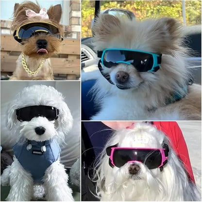 small breed dog goggles for sun protection, windproof UV-blocking dog sunglasses for outdoor eye safety