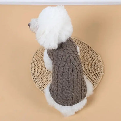 small dog winter sweater khaki knitted turtleneck vest for Chihuahua, Yorkie, Teddy, warm wool dog clothes