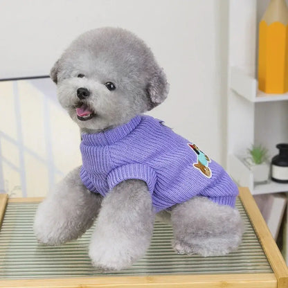 dog sweater for small dogs purple knit puppy sweater for Chihuahua and Yorkie warm autumn winter pet apparel