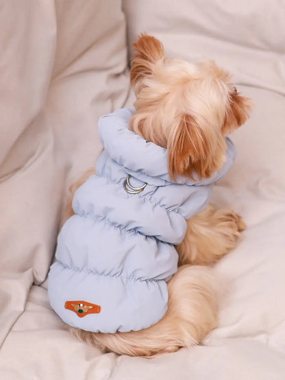 Blue dog winter coat for small to medium dogs, 3-layer warm polyester autumn/winter pet jacket for poodle and yorkie