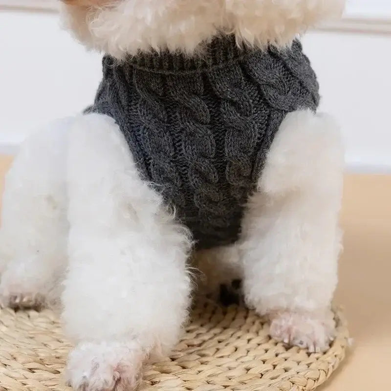 small dog winter sweater dark knit turtleneck vest for small and medium dogs, warm and soft pet winter wear