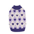 small dog winter sweater purple heart pattern knitted turtleneck puppy coat for Chihuahua and Yorkie, soft warm vintage style