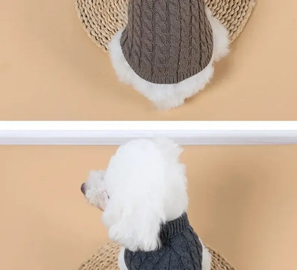 small dog winter sweater gray knitted turtleneck for small and medium dogs, warm soft pet coat for winter
