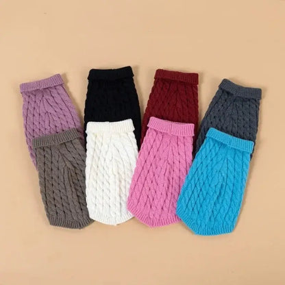 small dog winter sweater knitted pet turtleneck vest for Chihuahua, Yorkie, and small medium dogs in multiple colors