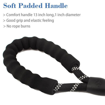 Reflective Dog Leash With Comfortable Padded Handle - Double Heavy Duty Traction Rope For Strong Dogs - Enhance Safety And Contr.