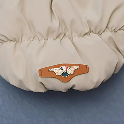 small dog winter coat padded beige pet jacket with wing patch for small and medium dogs