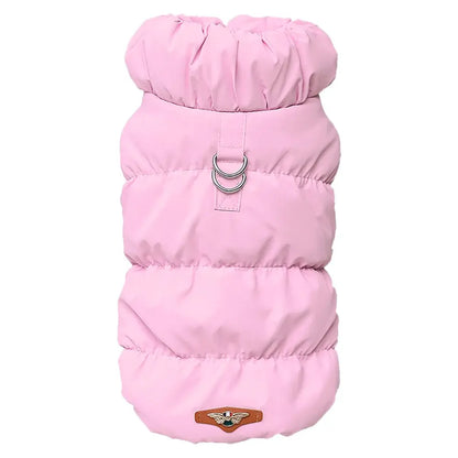 Pink small dog winter coat padded vest for Chihuahua, French Bulldog, and small medium dogs, warm windproof pet outfit