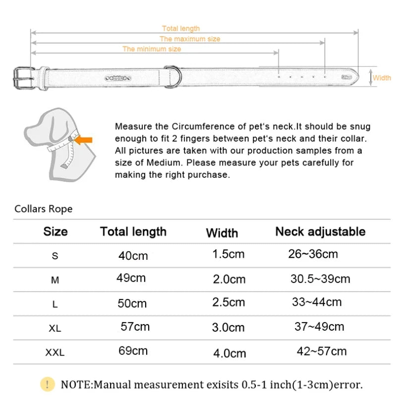 Solid Dog Collars Nylon Dog Collar For Small Medium Large Dogs Teddy Keji Pitbull Bulldog Beagle size chart and measurement.