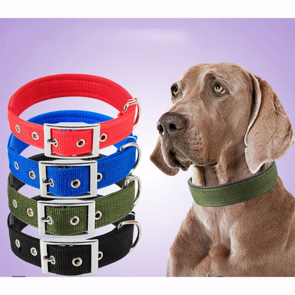 Solid Dog Collars Nylon Dog Collar For Small Medium Large Dogs Teddy Keji Pitbull Bulldog Beagle in various colors.