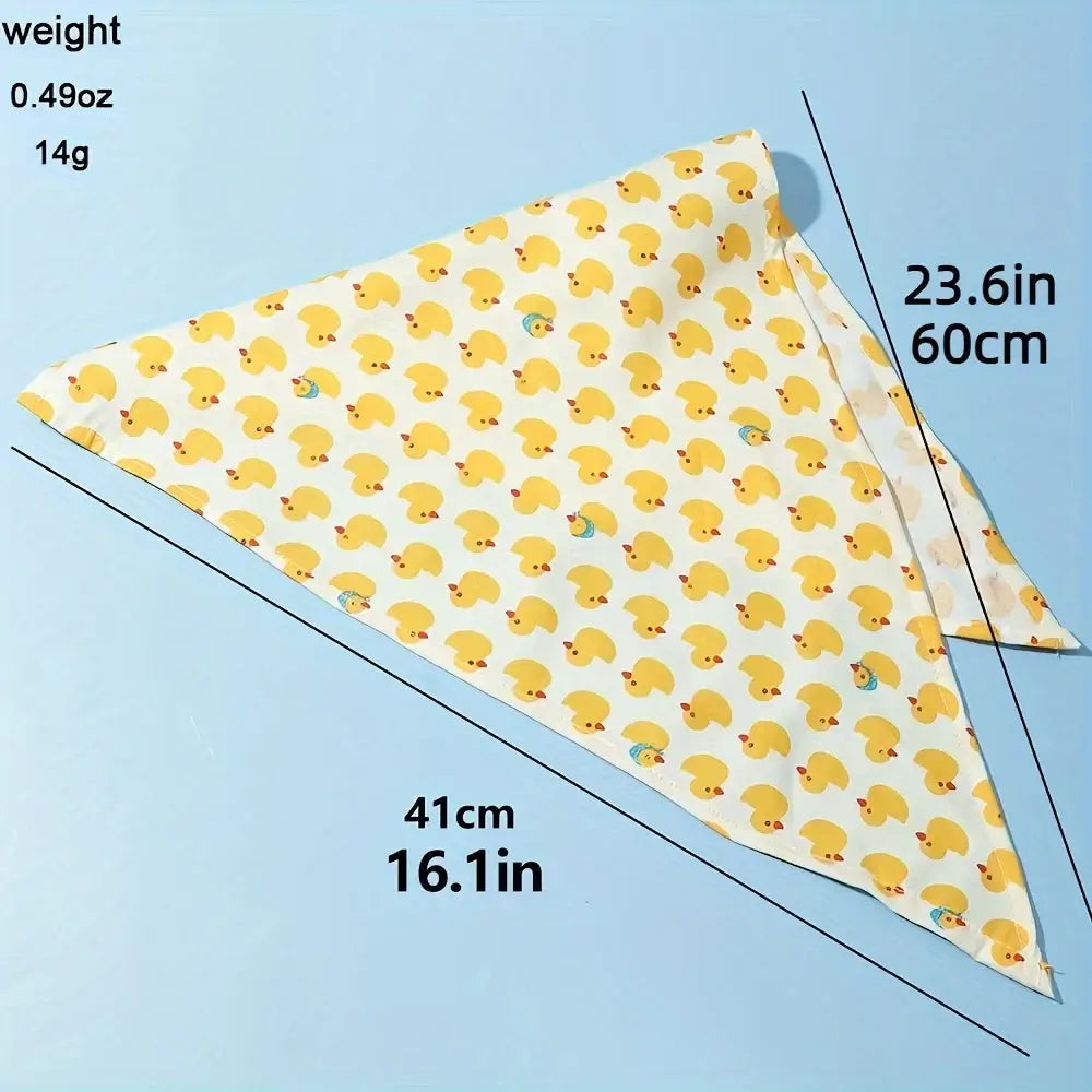 dog bandana yellow duck print triangular pet scarf 23.6in soft absorbent costume accessory