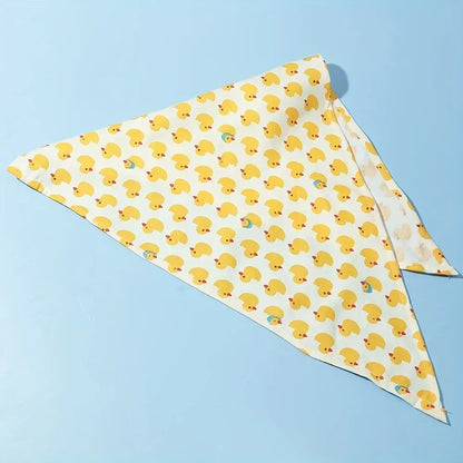 Stylish dog bandana with cute yellow duck print, soft absorbent triangular pet scarf for dogs and cats