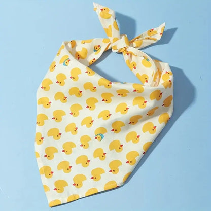 dog bandana with yellow duck print, soft absorbent pet scarf accessory for small, medium, and large dogs and cats
