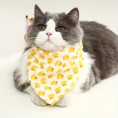 dog bandana for small and medium pets, soft absorbent yellow duck print pet scarf for dogs and cats