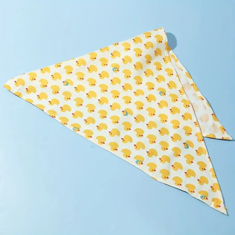 Stylish dog bandana with yellow duck print, soft absorbent pet scarf for small, medium and large dogs and cats