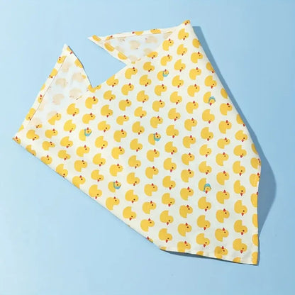 dog bandana with yellow duck print, soft absorbent triangular pet scarf for small, medium, and large dogs and cats