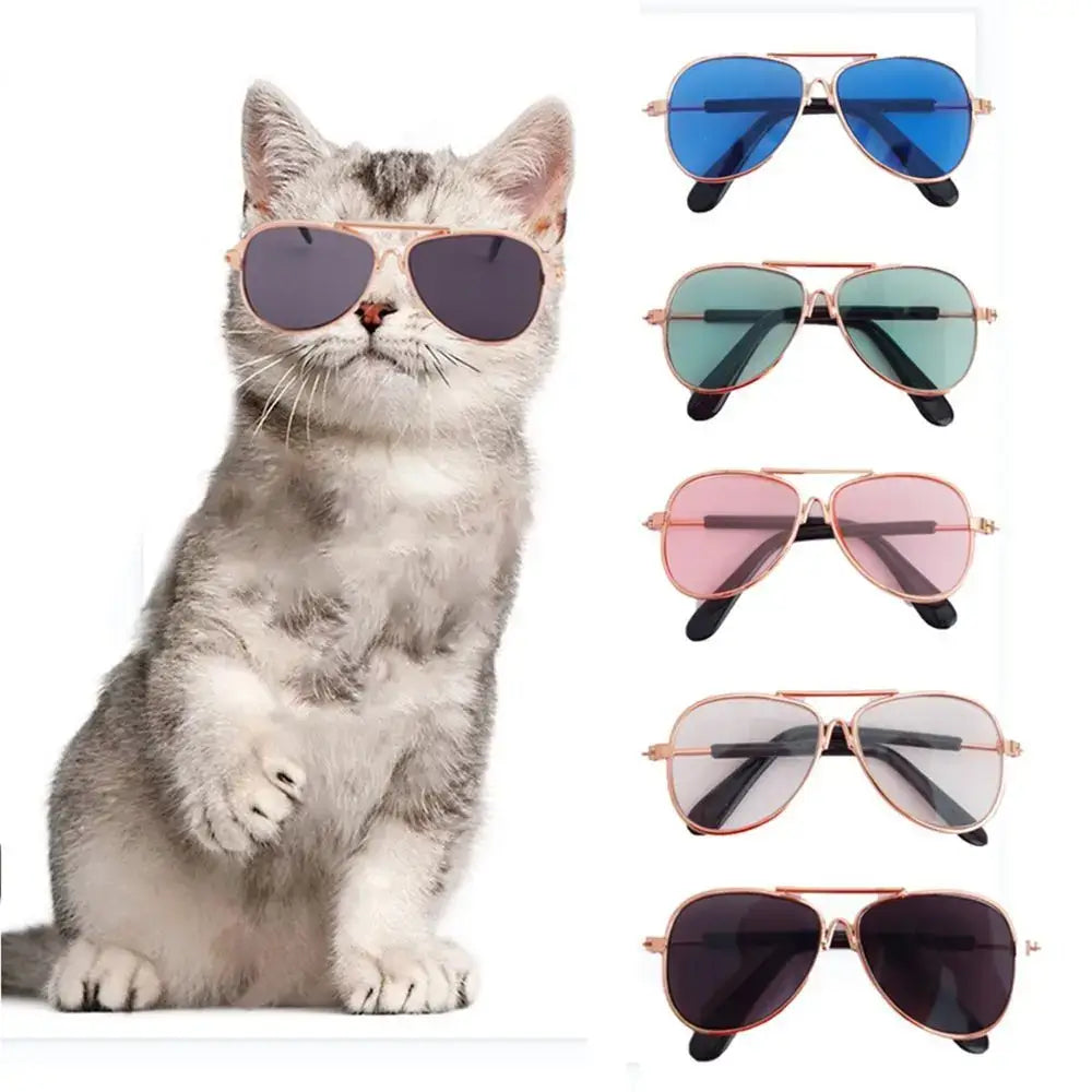 dog sunglasses for small dogs fashionable pet eyewear for cats and small dogs with metal frame and reflective lenses