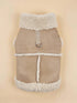 warm dog winter vest brown plush fleece dog jacket for small dogs and cats, autumn winter cold weather